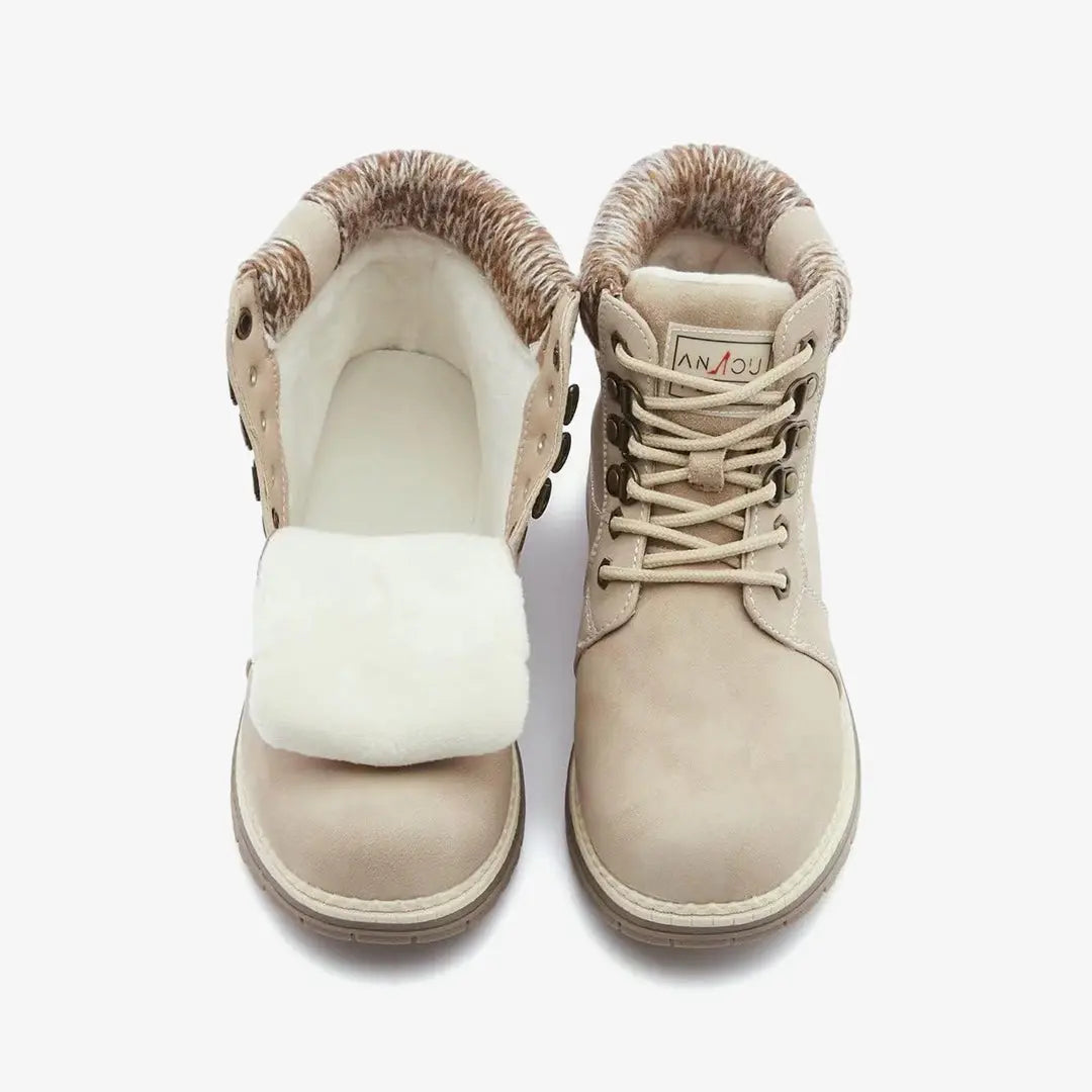 Casual winter hiking snow ankle boots for women winter-beige
