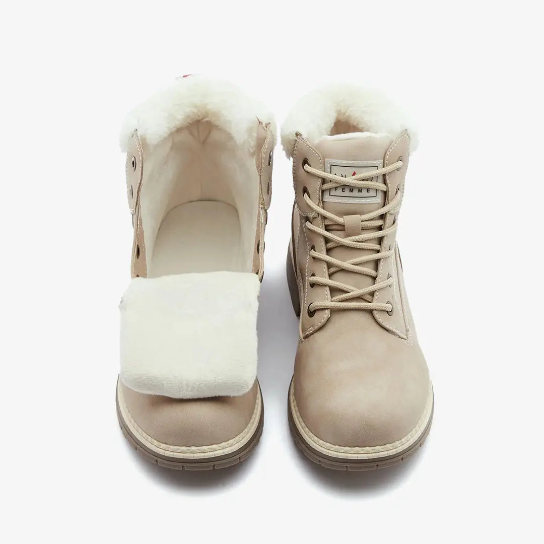 Womens Hiking Snow Winter Boots Beige